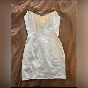 White small Faux leather mini dress